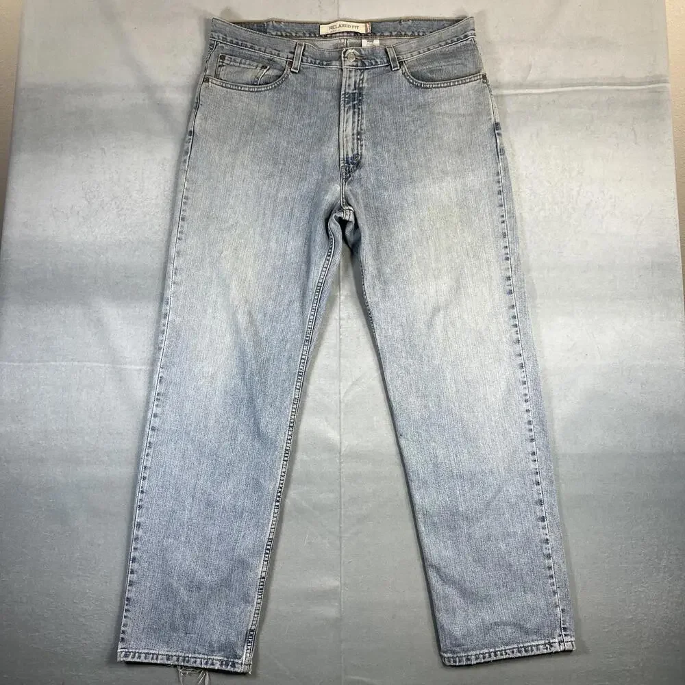 Vintage Levis 550 Jeans Mens 38x32 Blue Light Wash Relaxed Straight Denim Y2K